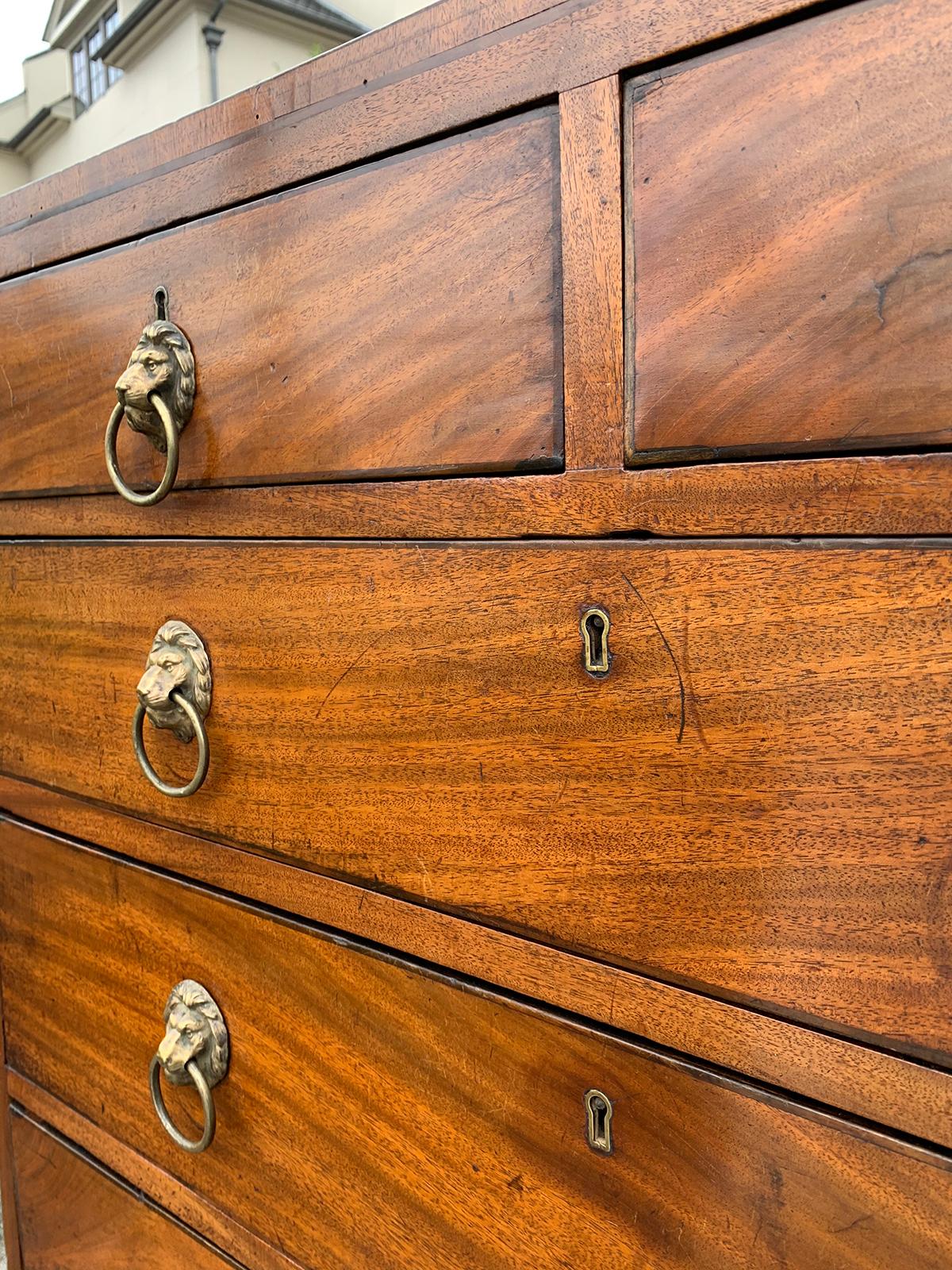 English Regency Mahogany Caddy Top Chest with Lion Pulls, circa 1820s 7