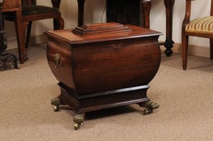 English Regency Mahogany Cellarette with Brass Paw Feet, Early 19th Century
