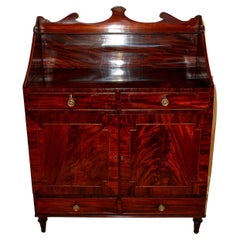English Regency Mahogany Chiffonier with Four Drawers, Cupboards and Shelves