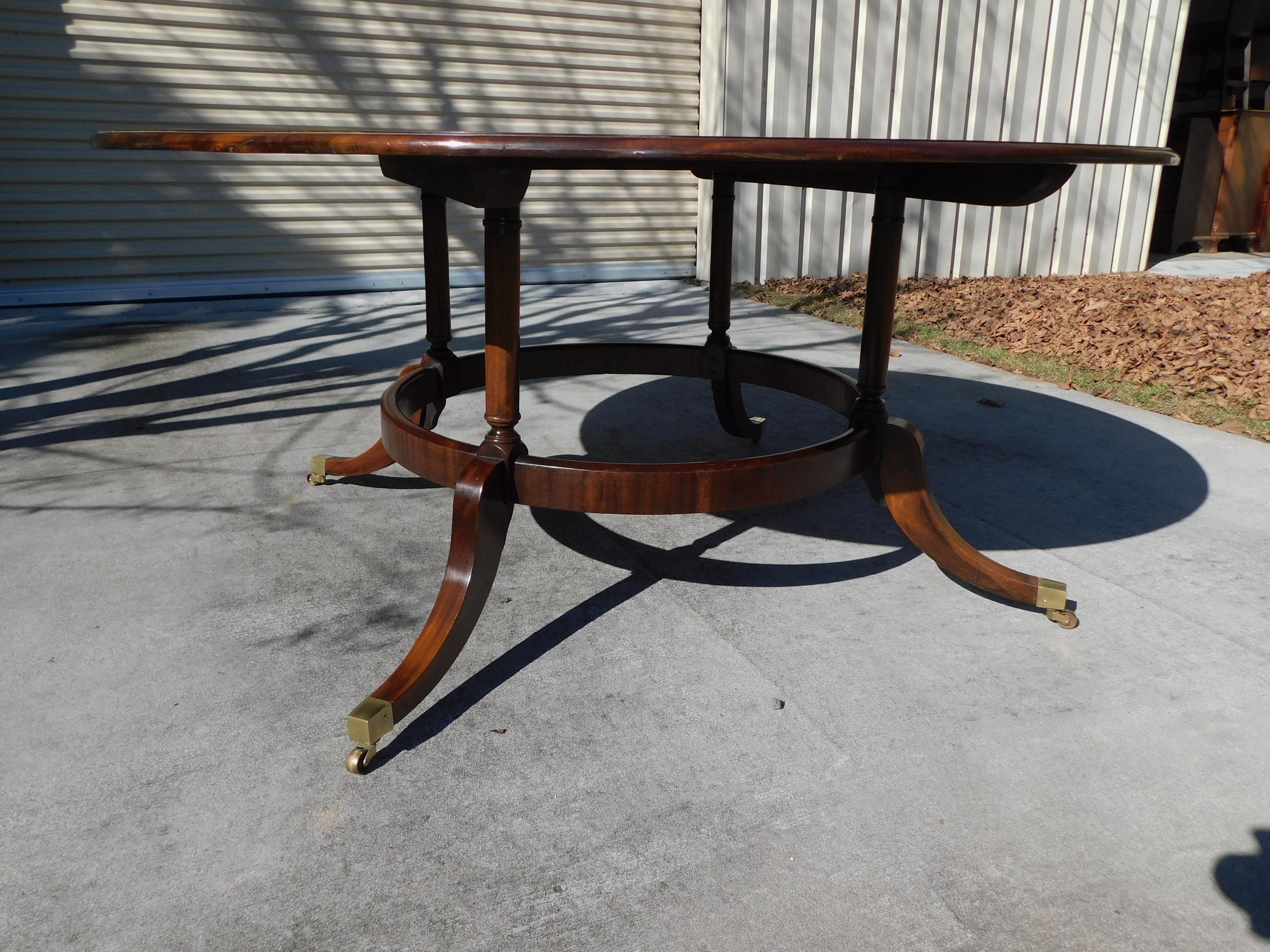 English Regency Mahogany Circular Dining Table with Splayed Legs on Casters 1850 1