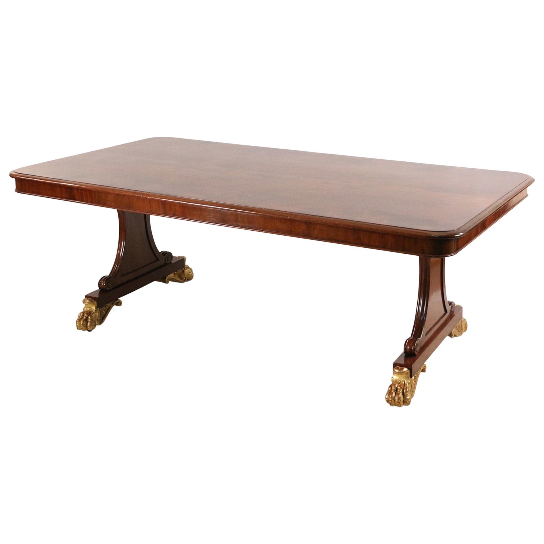 English Regency Mahogany Claw Foot Dining Table For Sale