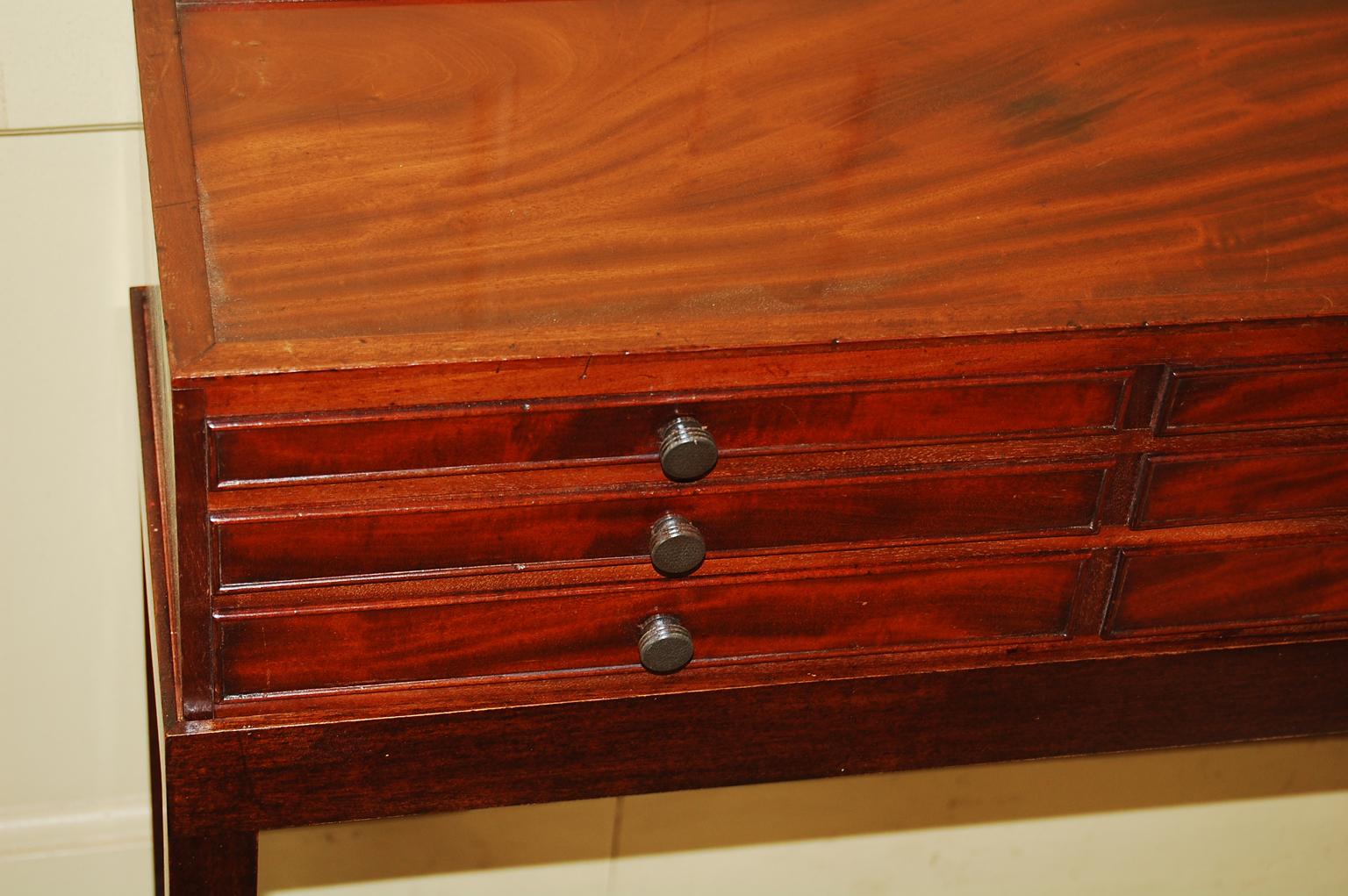 19th Century English Regency Mahogany Collectors Drawers now on Custom Built Mahogany Stand For Sale