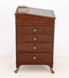 English Regency Mahogany Davenport Desk with Leather Top, 19th Century
