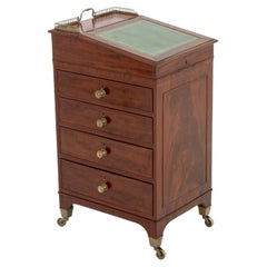 English Regency Mahogany Davenport Desk with Leather Top, 19th Century