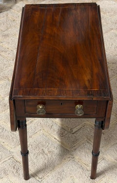English Regency Mahogany Diminutive Drop-Leaf Side Table with Drawer, Circa 1830