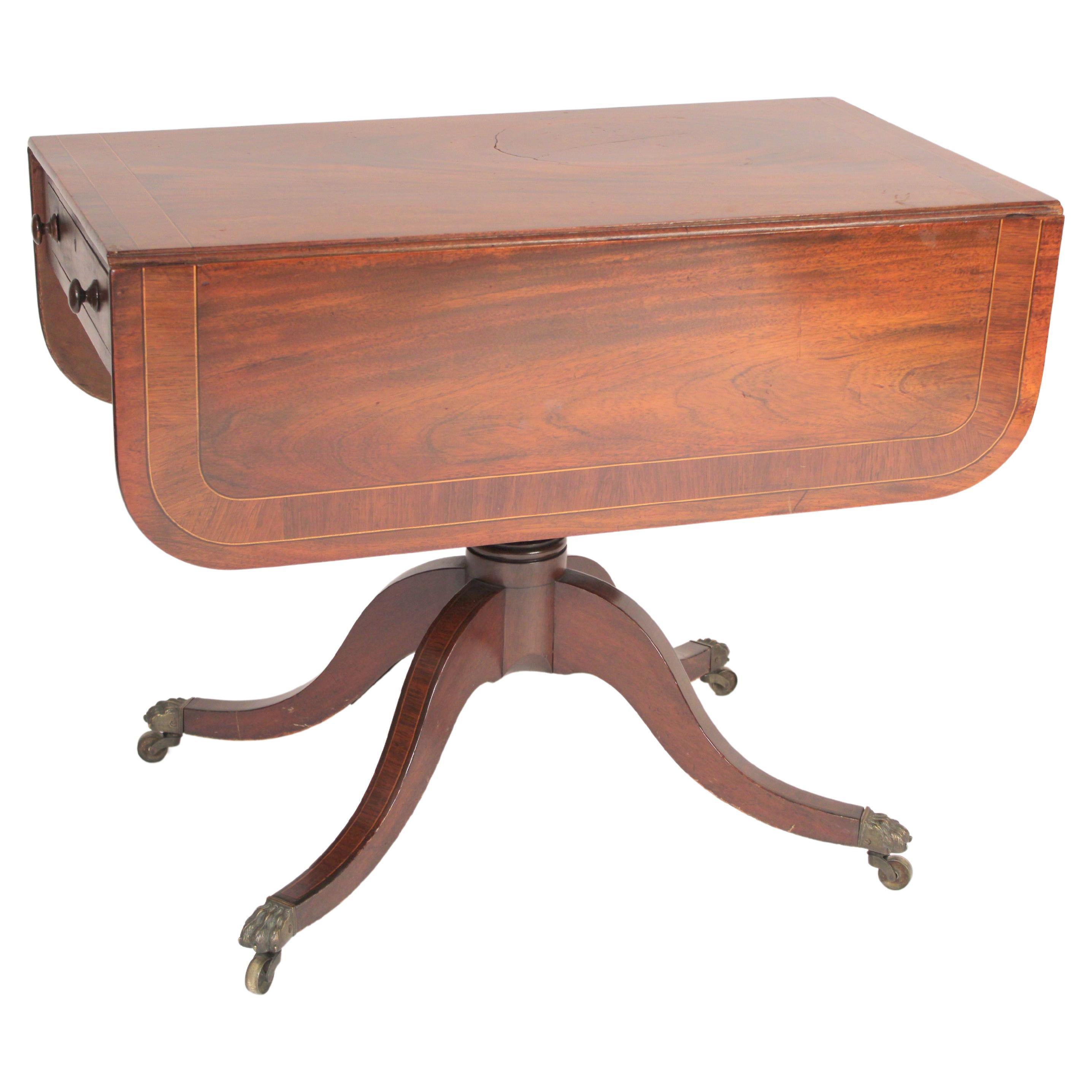 English Regency Mahogany Drop Leaf Occasional Table For Sale