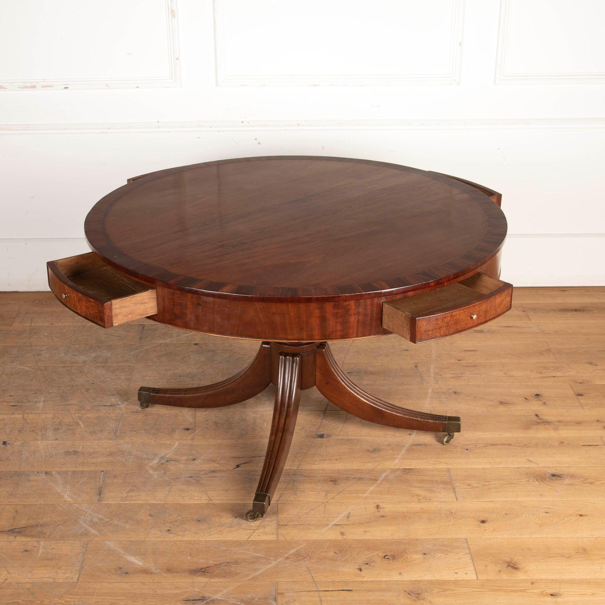 English Regency Mahogany Drum Table In Good Condition In Gloucestershire, GB