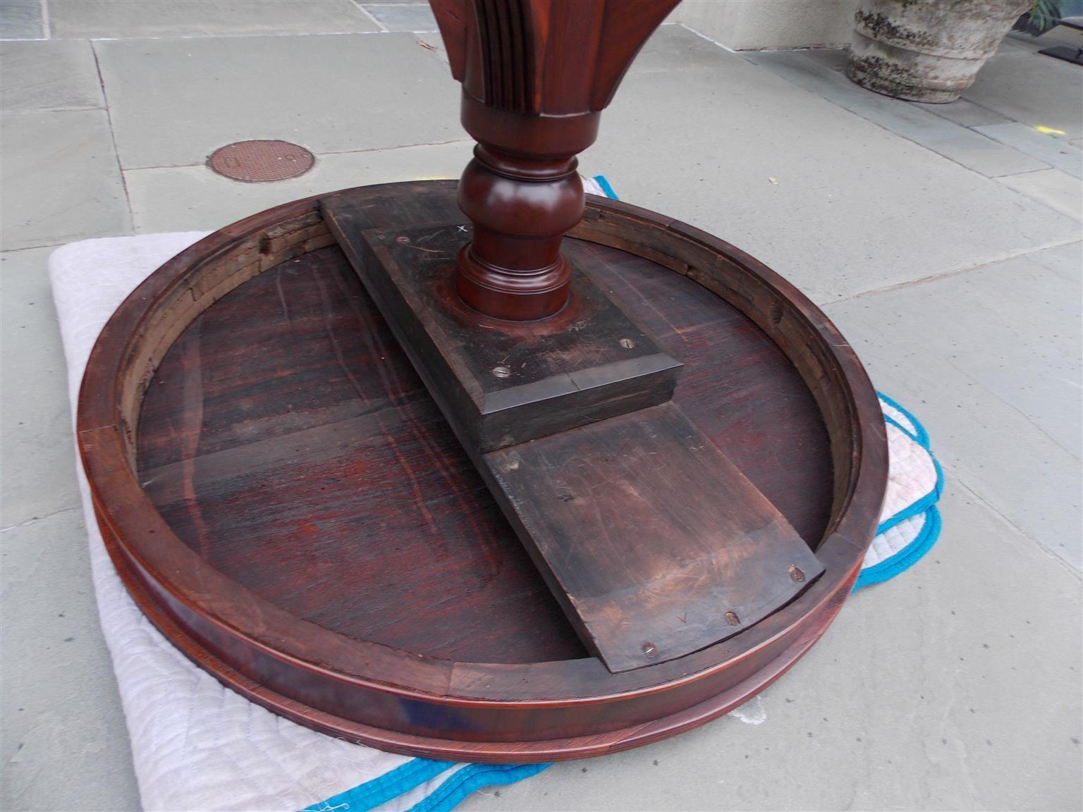 English Regency Mahogany Drum Table with Original Acanthus Brass Casters C. 1815 For Sale 5