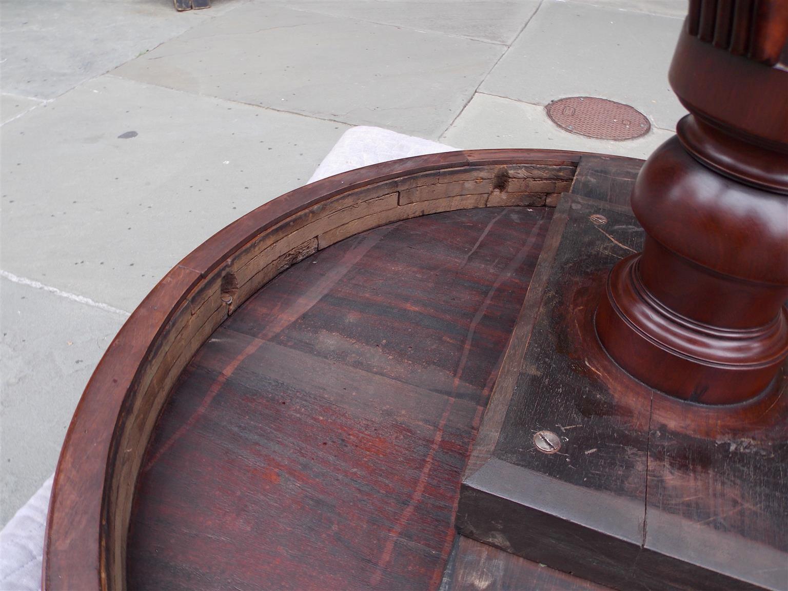 English Regency Mahogany Drum Table with Original Acanthus Brass Casters C. 1815 For Sale 6