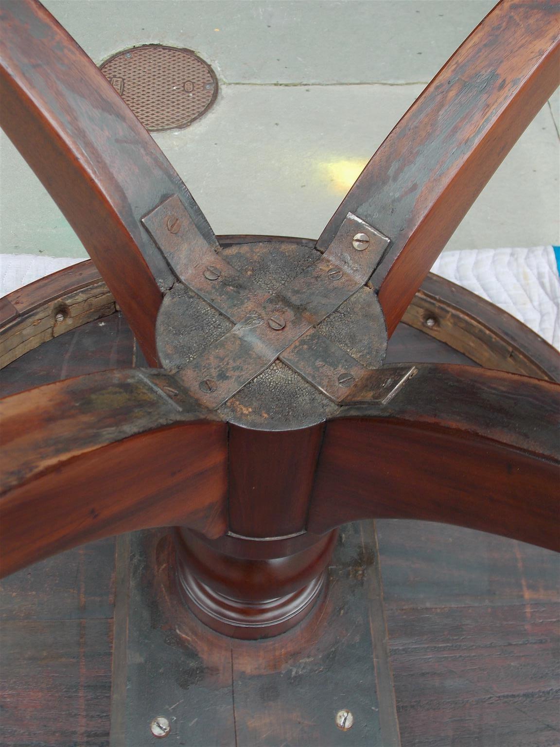 English Regency Mahogany Drum Table with Original Acanthus Brass Casters C. 1815 For Sale 10