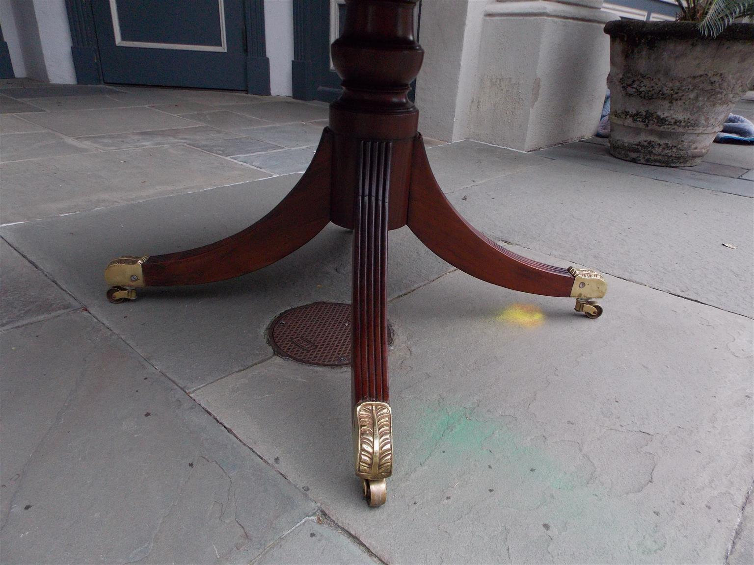 English Regency Mahogany Drum Table with Original Acanthus Brass Casters C. 1815 For Sale 1
