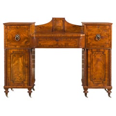 Antique English Regency Mahogany Early 19th Century Dressing Table with Brass Inlay