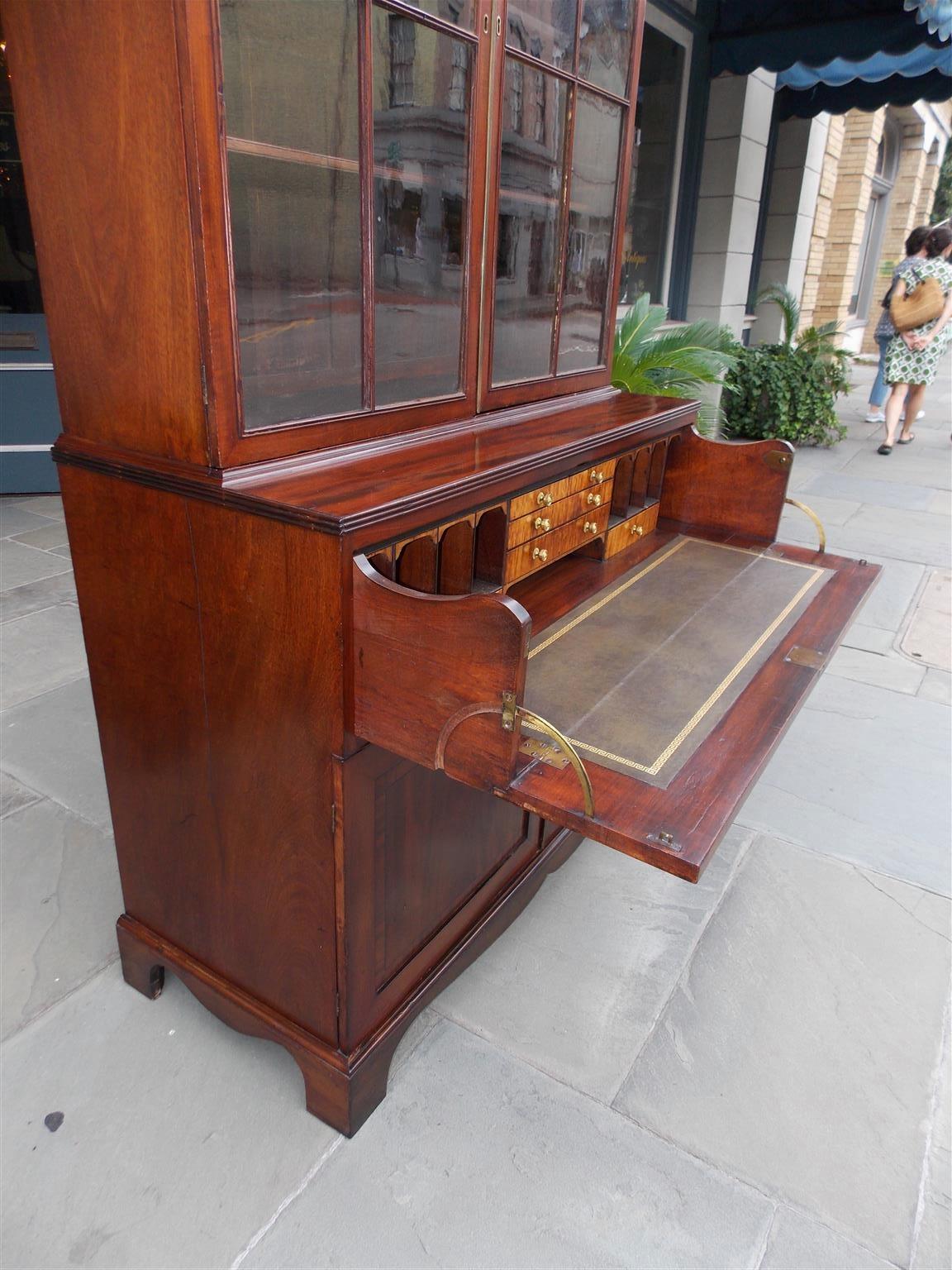 English Regency Mahogany Fall Front Inlaid Secretary with Bookcase, Circa 1810 8