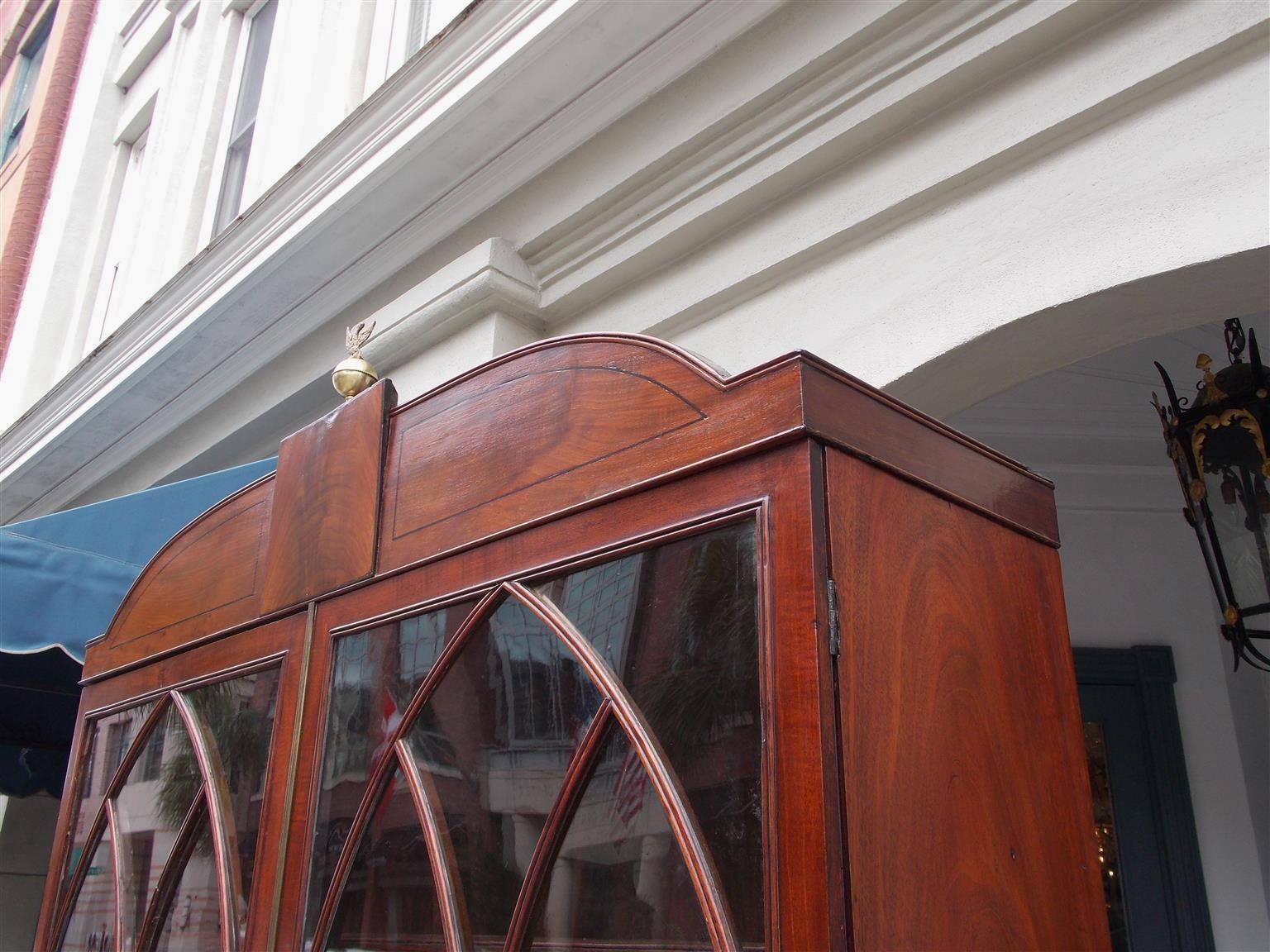 English Regency Mahogany Fall Front Inlaid Secretary with Bookcase, Circa 1810 In Excellent Condition In Hollywood, SC