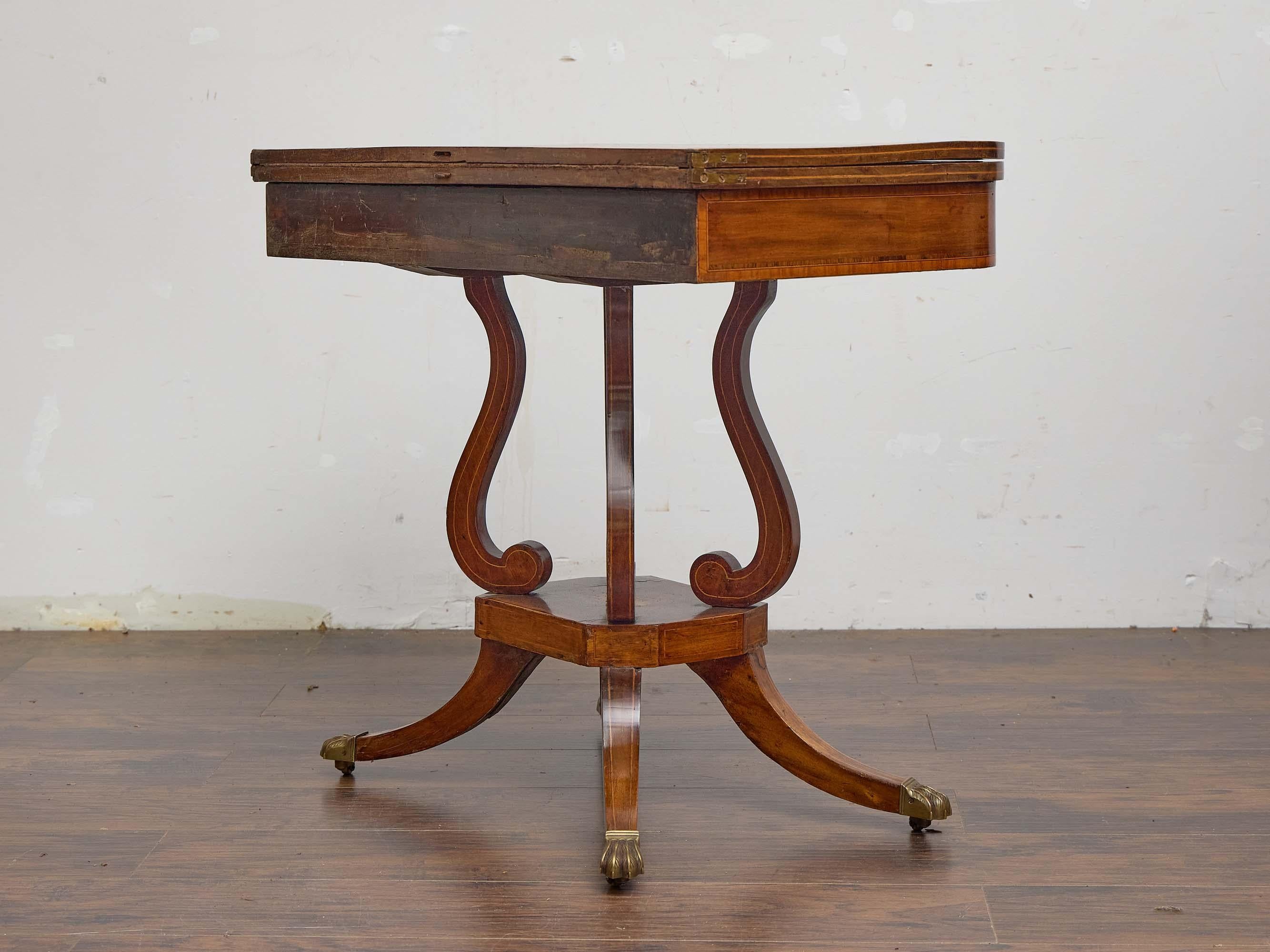 English Regency Mahogany Games Table with Leather Playing Surface, 19th Century For Sale 1