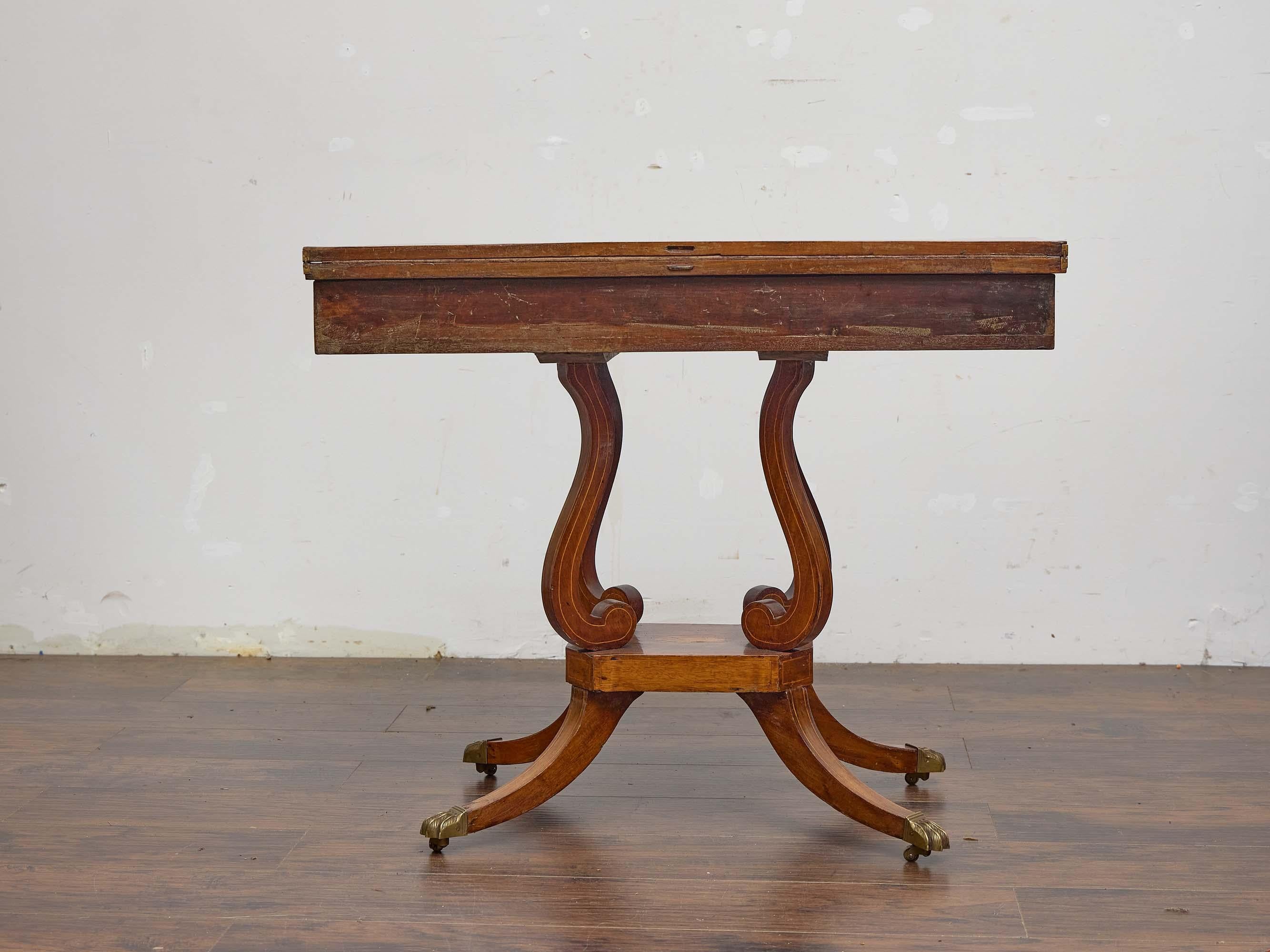 English Regency Mahogany Games Table with Leather Playing Surface, 19th Century For Sale 2