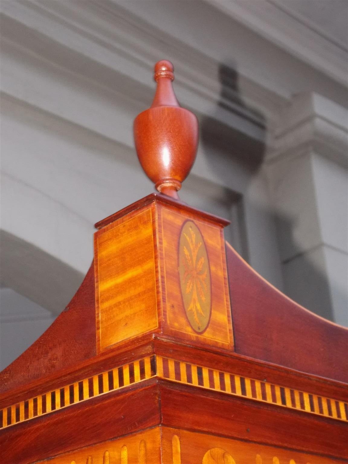 Early 19th Century English Regency Mahogany Glass Front and Satinwood Inlaid Book Case, Circa 1815 For Sale