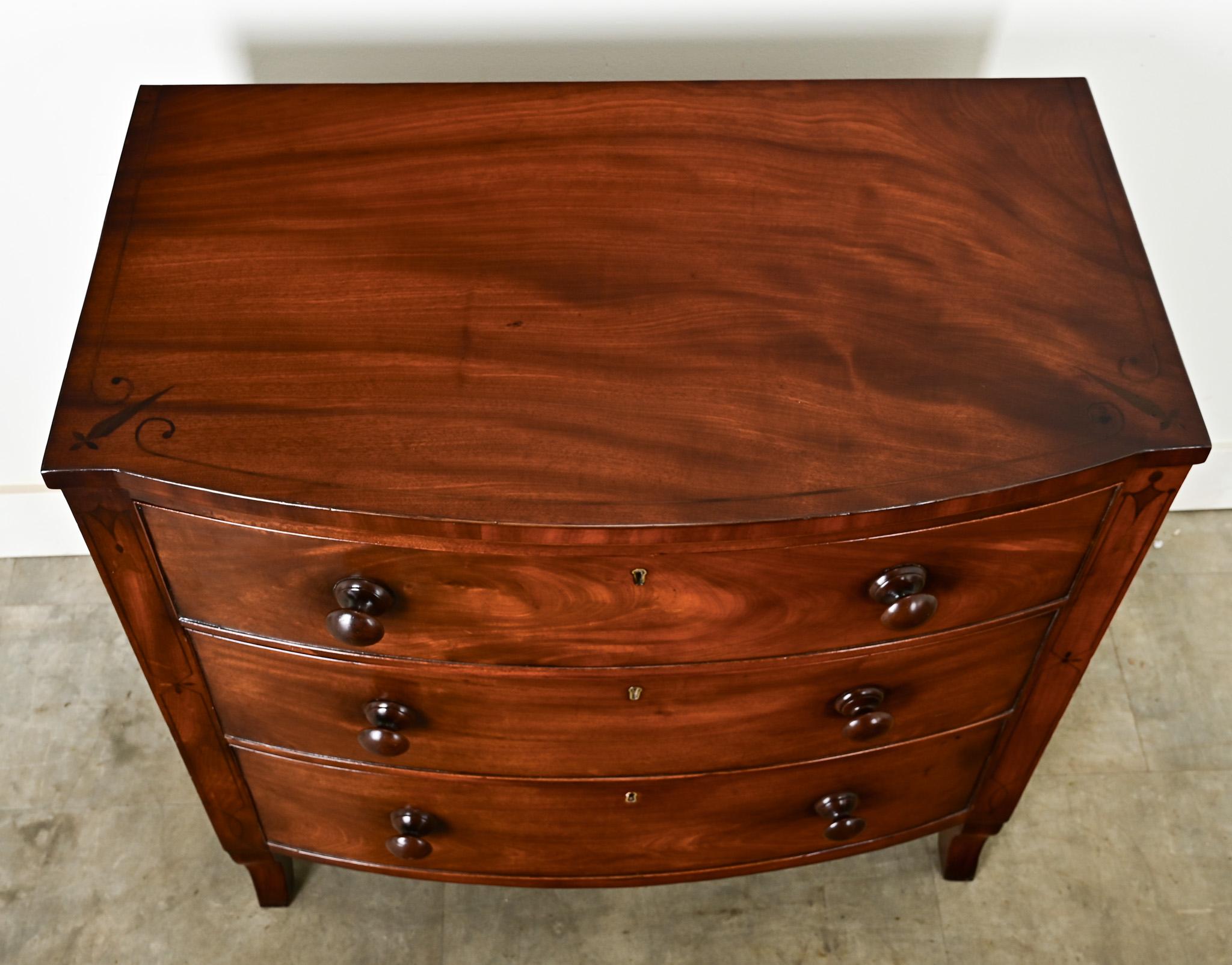 Brass English Regency Mahogany & Inlay Chest