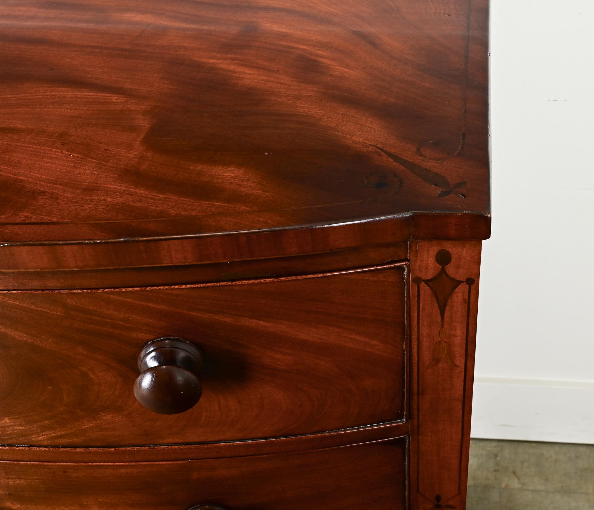 English Regency Mahogany & Inlay Chest 1