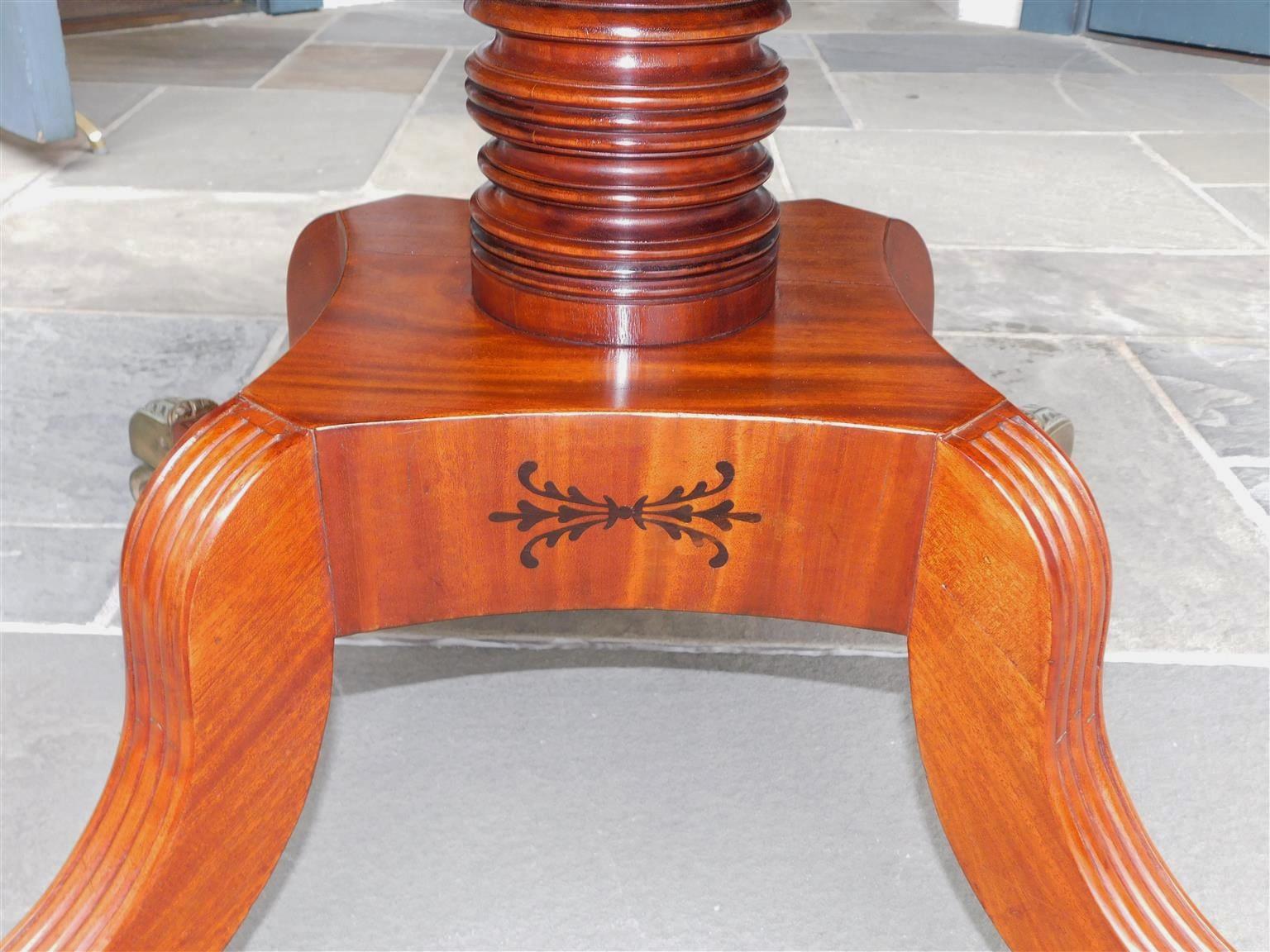 English Regency Mahogany Leather Top Ebony Inlaid Rent Table, Circa 1790 For Sale 5