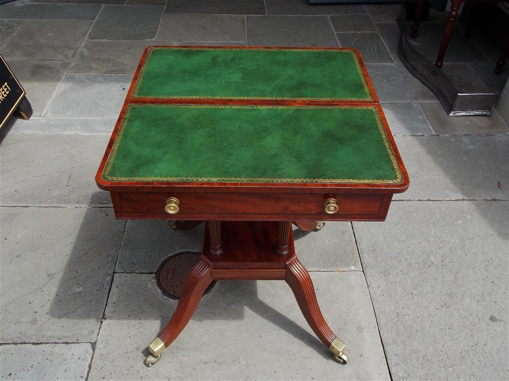 English Regency Mahogany Leather Top Reading Table with Flanking Drawers, C 1800 In Excellent Condition In Hollywood, SC