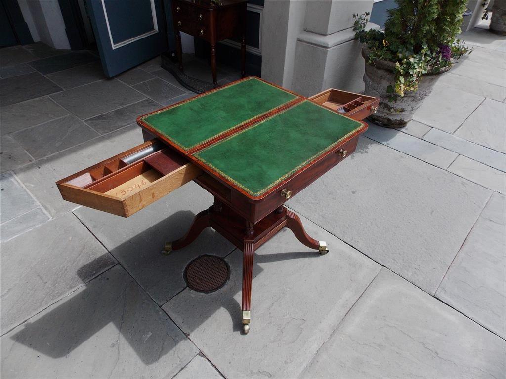 English Regency Mahogany Leather Top Reading Table with Flanking Drawers, C 1800 1