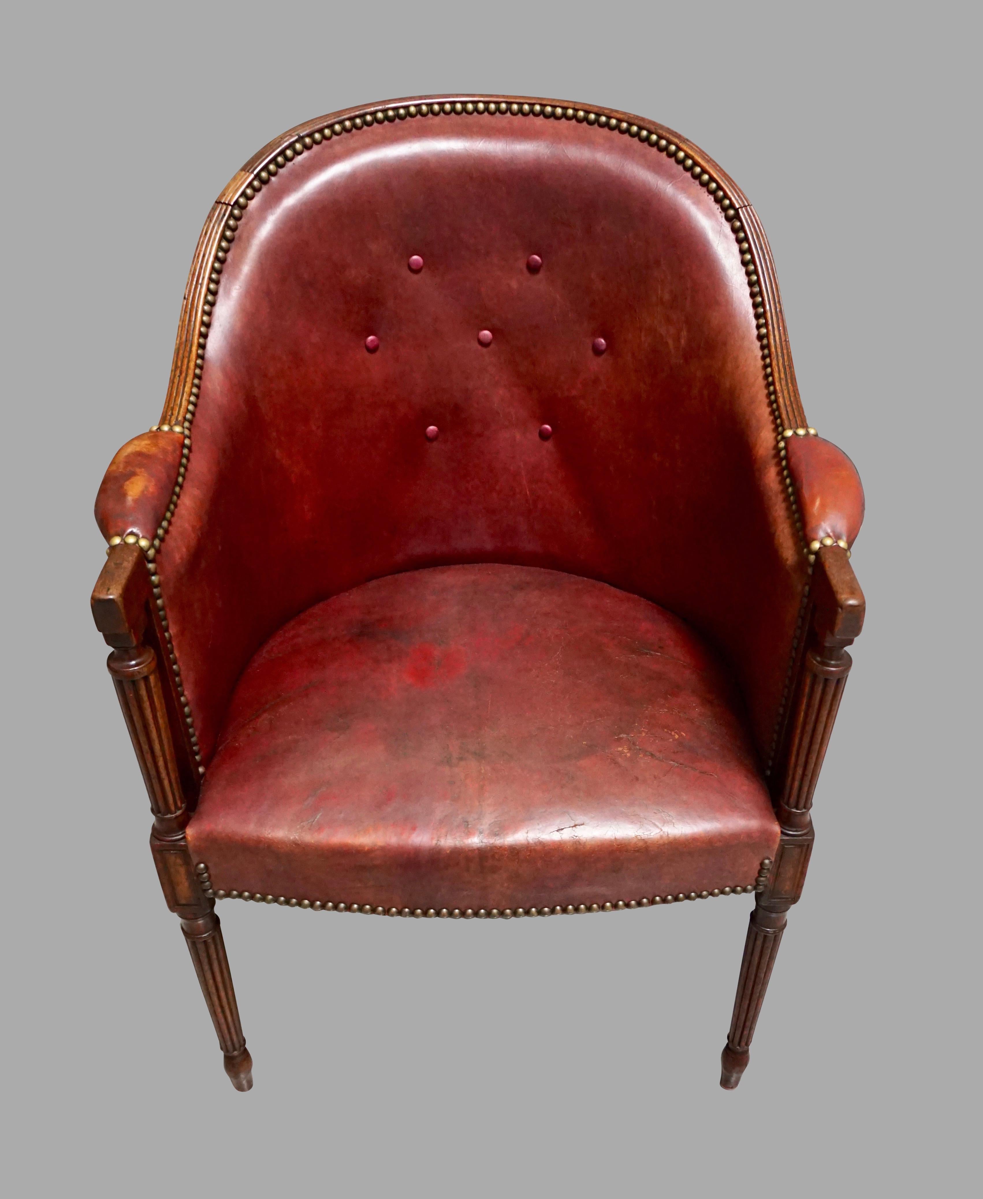 red leather tub chair