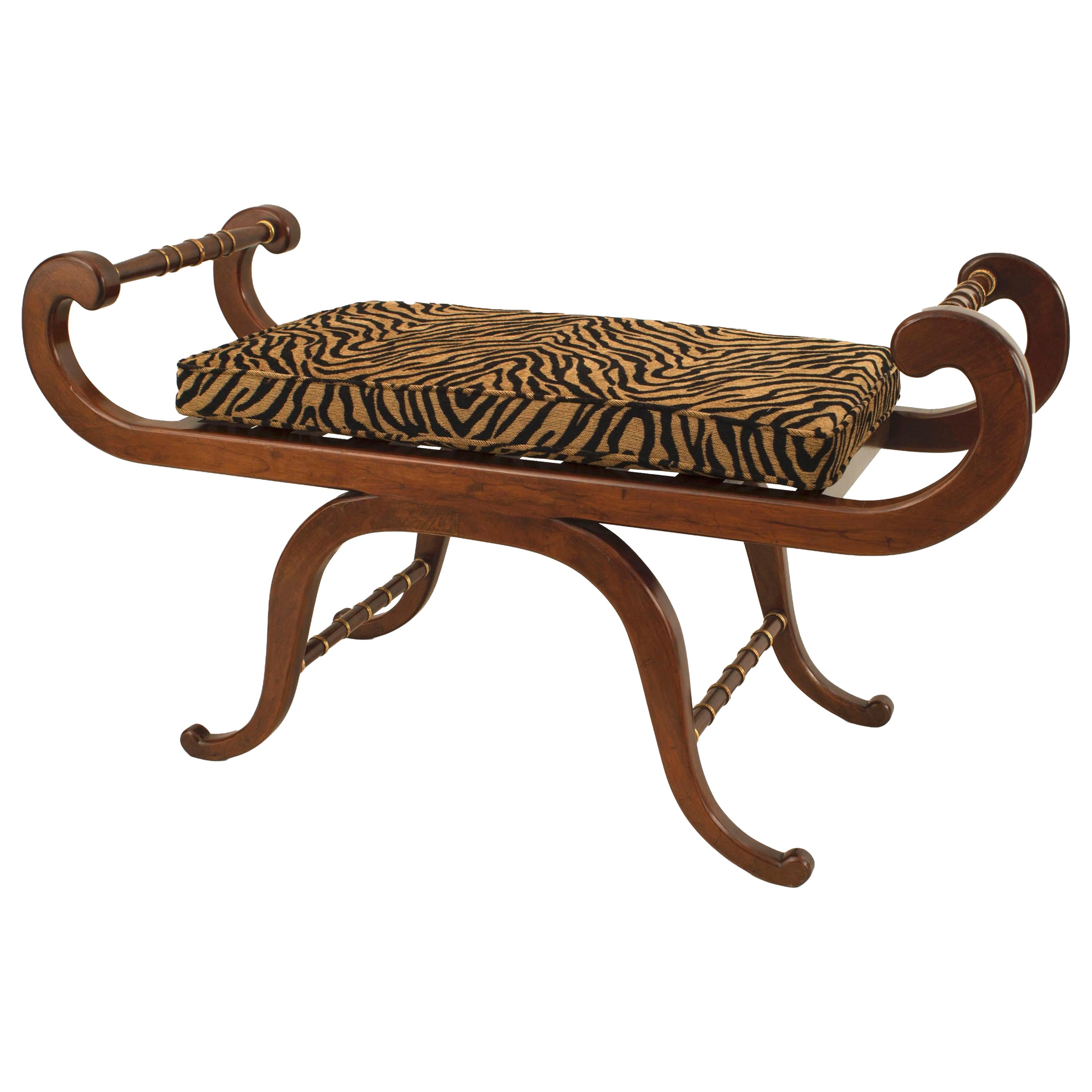 English Regency Mahogany Leg Bench For Sale