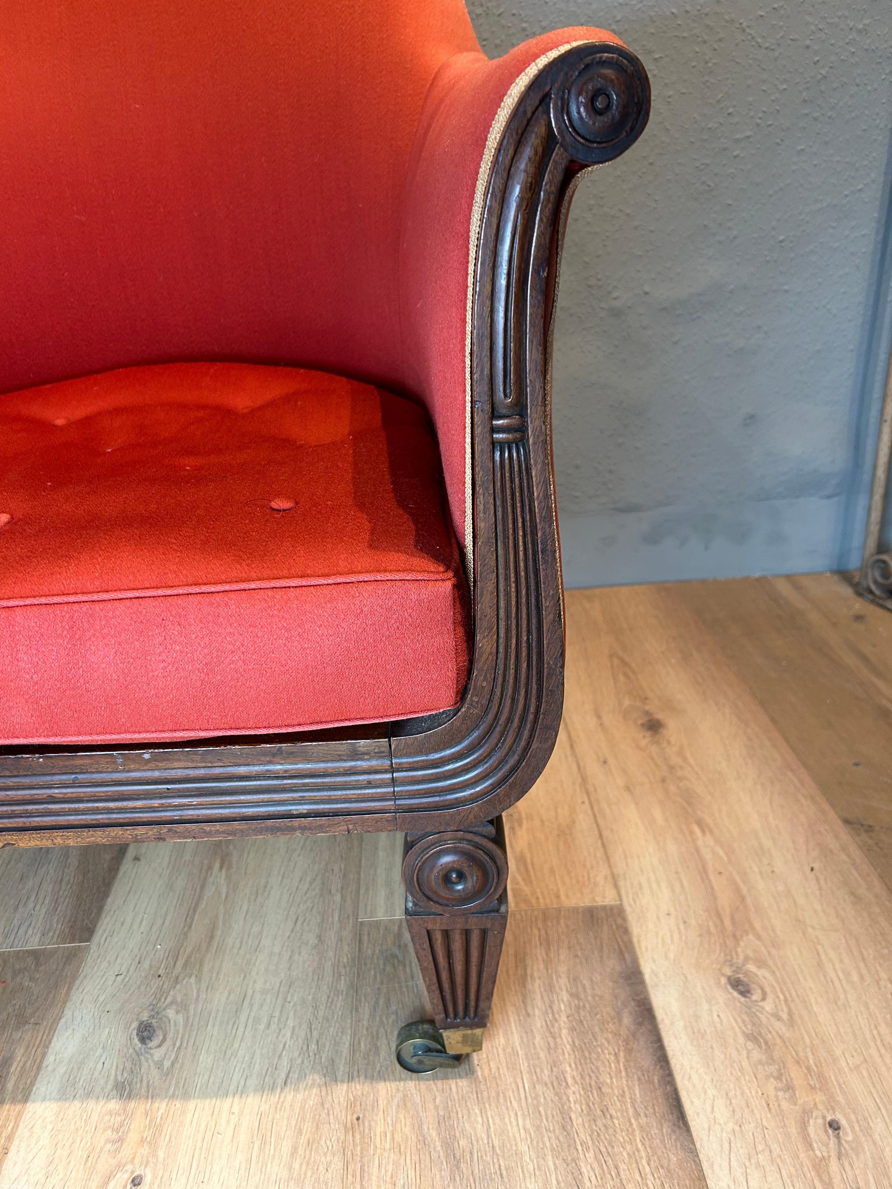 19th Century English Regency Mahogany Library Arm Chair