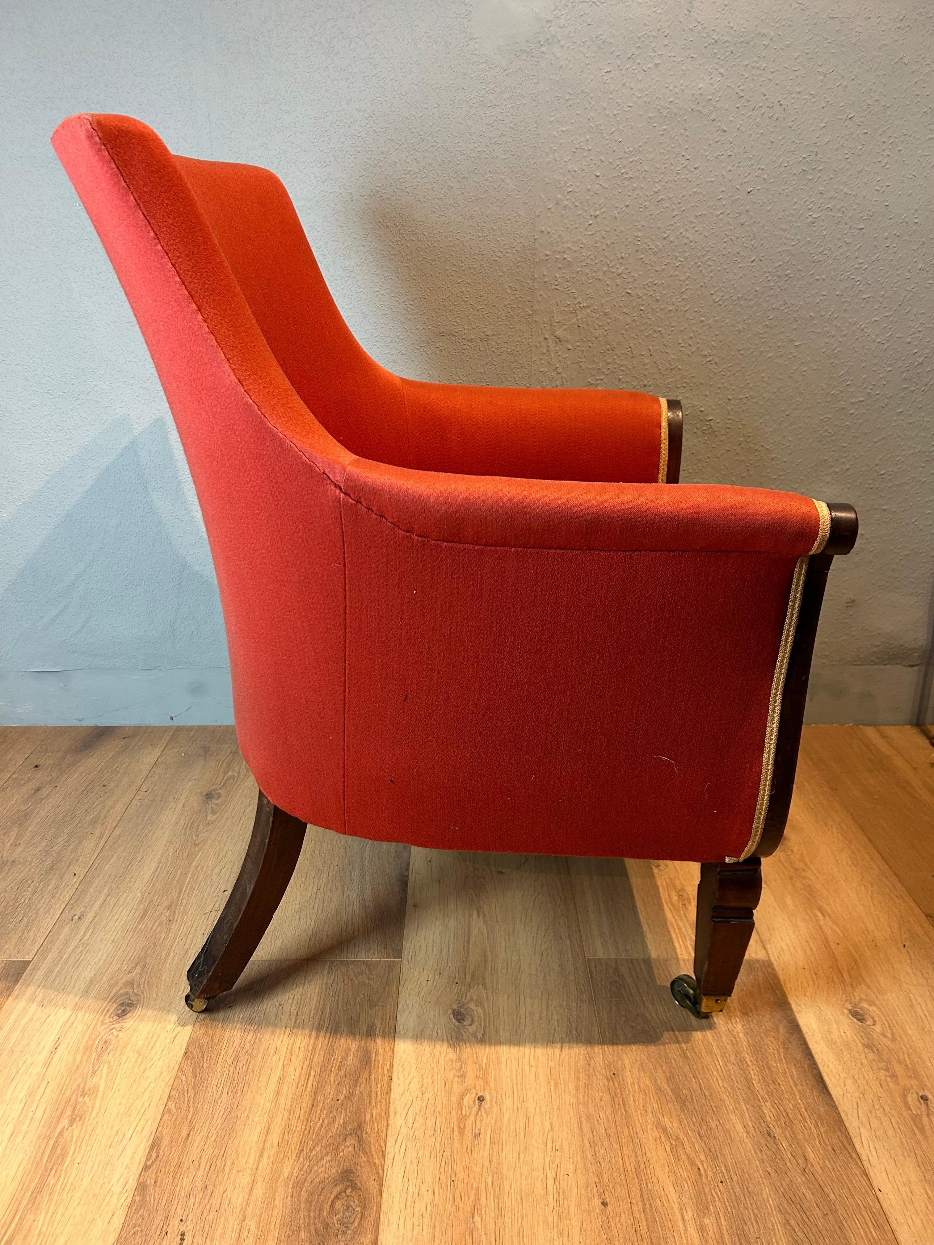 English Regency Mahogany Library Arm Chair 1
