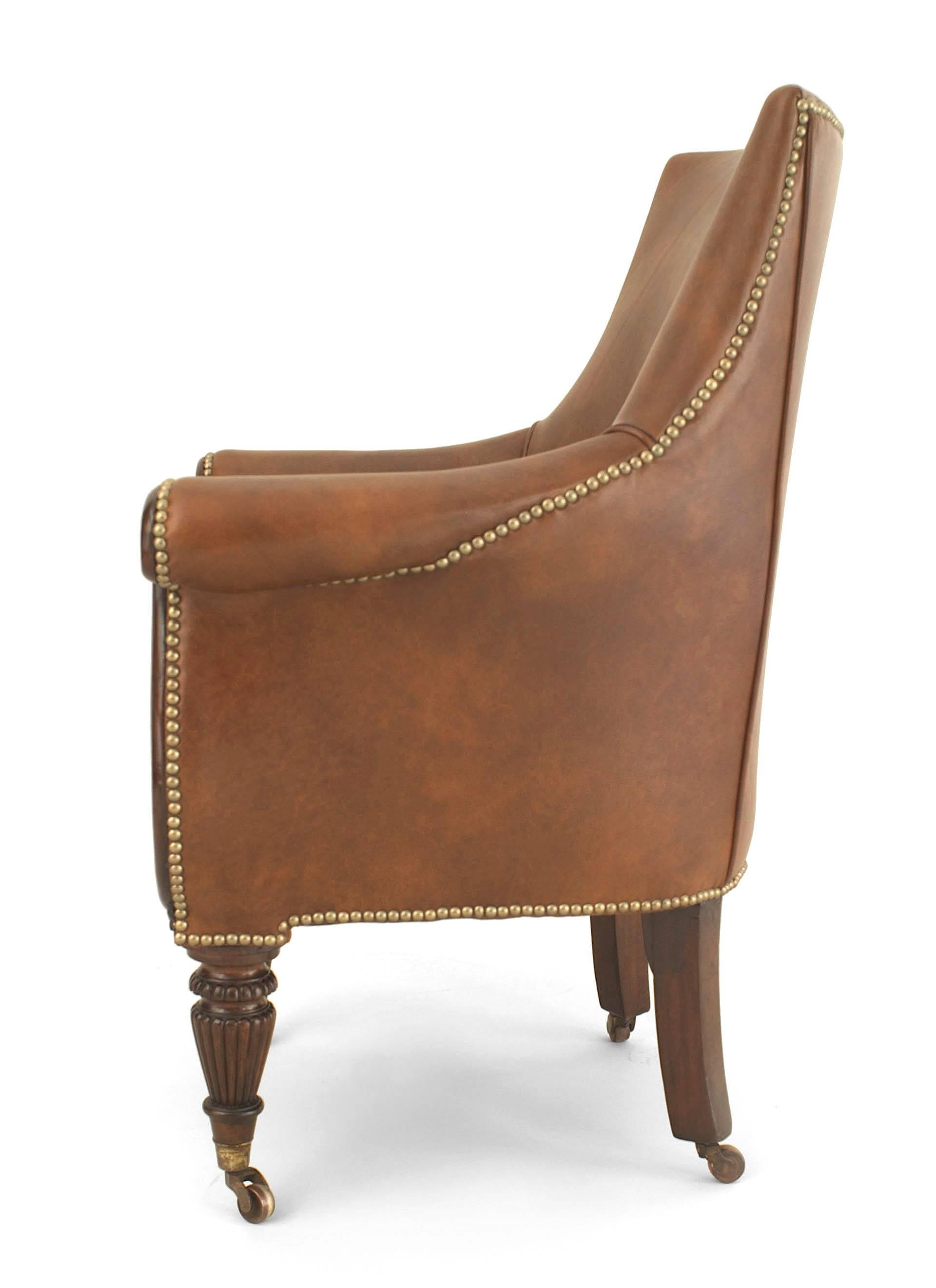 English Regency Leather Arm Chair In Good Condition For Sale In New York, NY