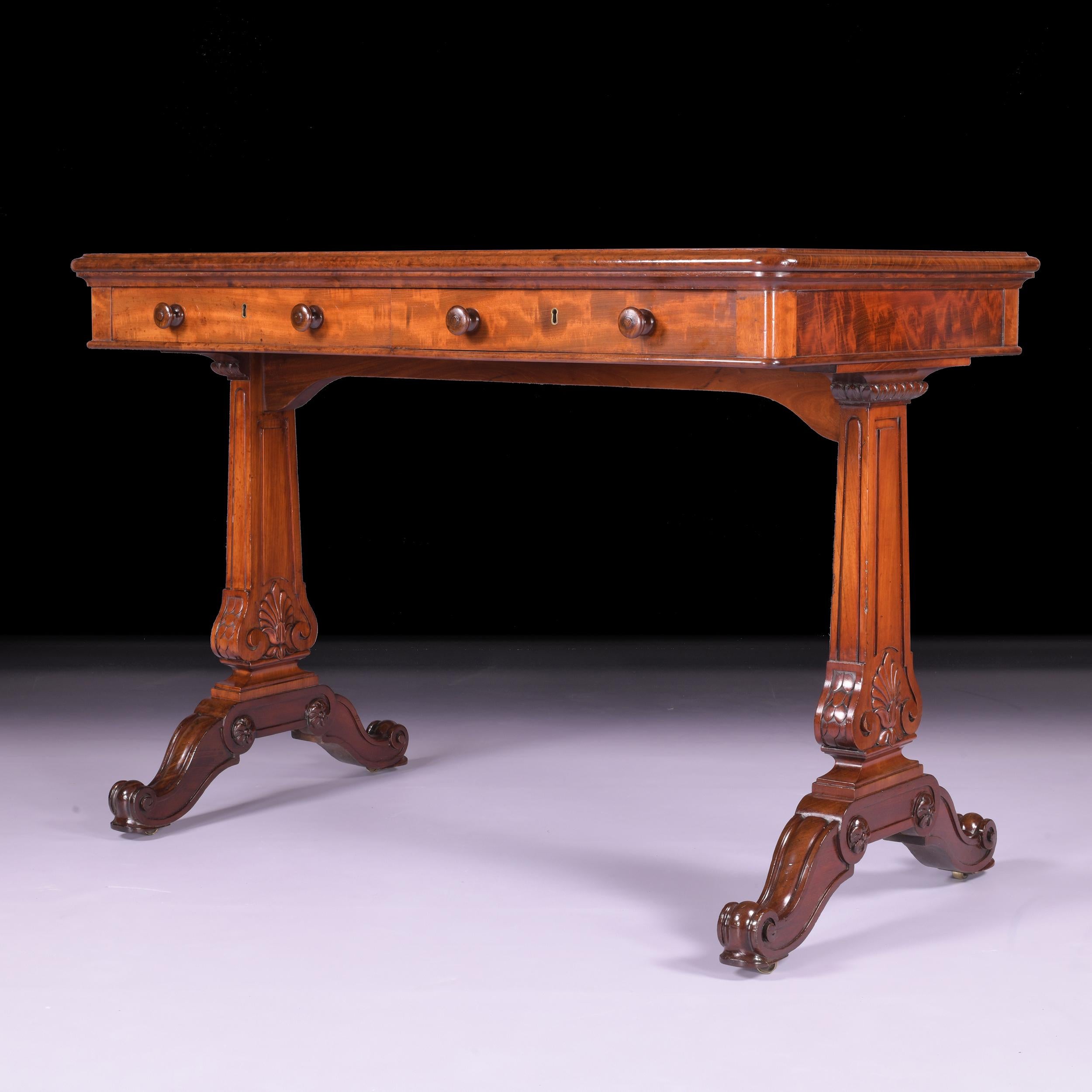 English Regency Mahogany Library Writing Table by Holland & Sons In Good Condition In Dublin, IE