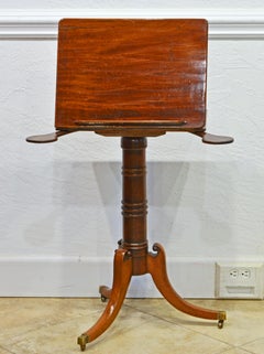 English Regency Mahogany Music or Book Stand with Candle Swing Arms, 1830's