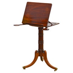 English Regency Mahogany Music or Book Stand with Candle Swing Arms, 1830's