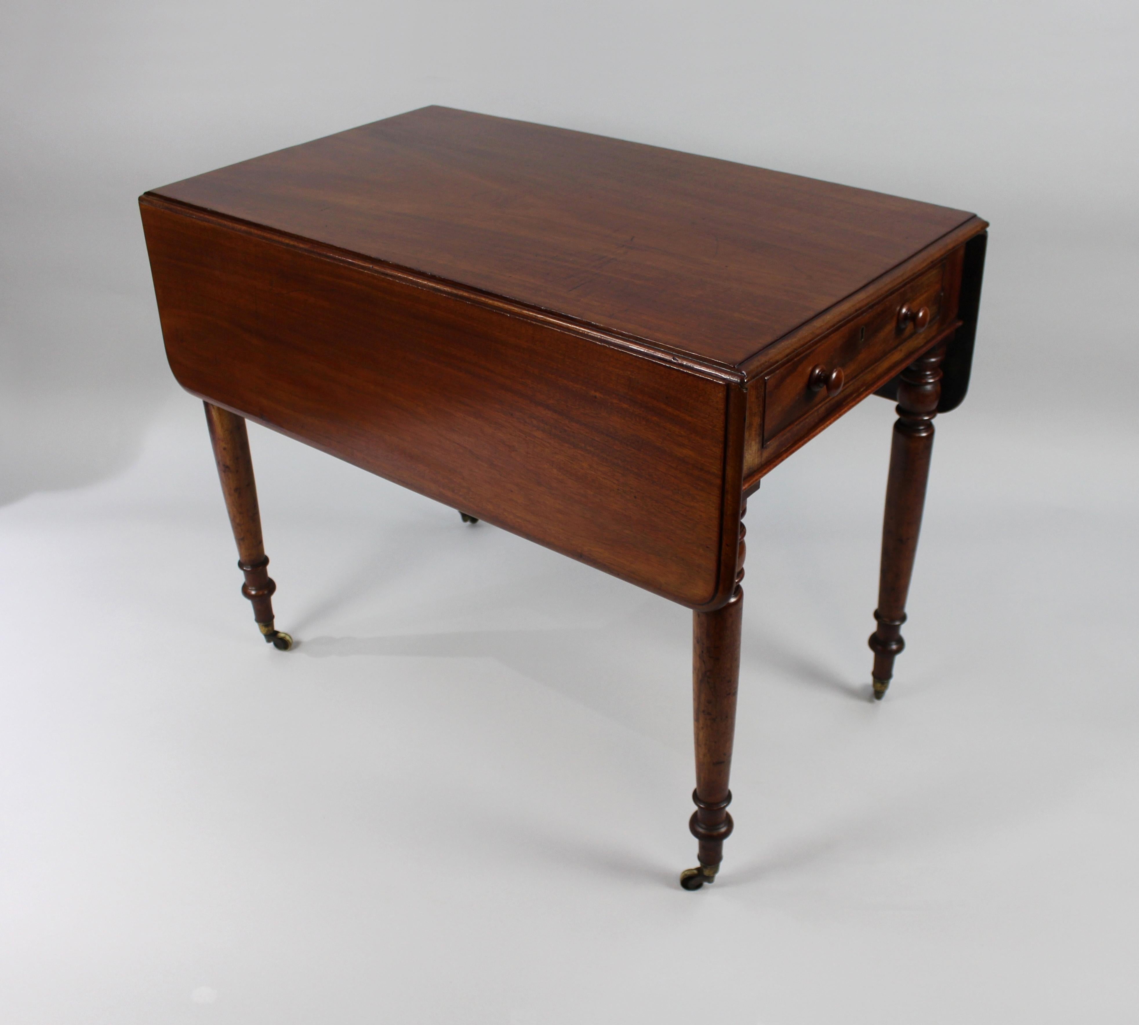 English Regency mahogany pembroke table


Measures: Length 91 cm 35 3/4 in 

Width (leaves down) 53.5 cm

21 in 
Width (leaves up) 103 cm 40 1/2 in 

Height 74 cm 29 in 
 

Period Regency

Wood Mahogany

Condition Very good