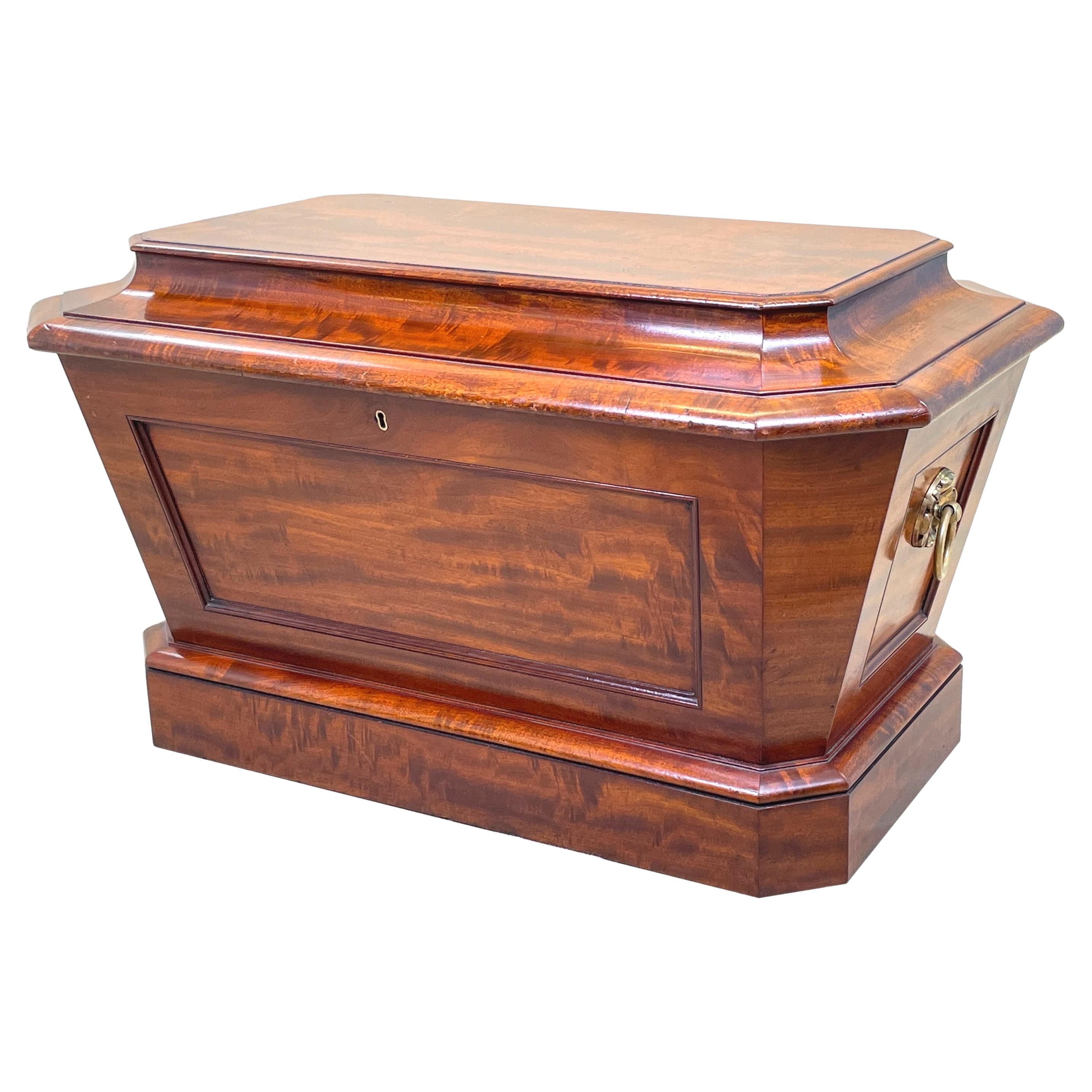 English Regency Mahogany Sarcophagus Shaped Wine Cooler For Sale