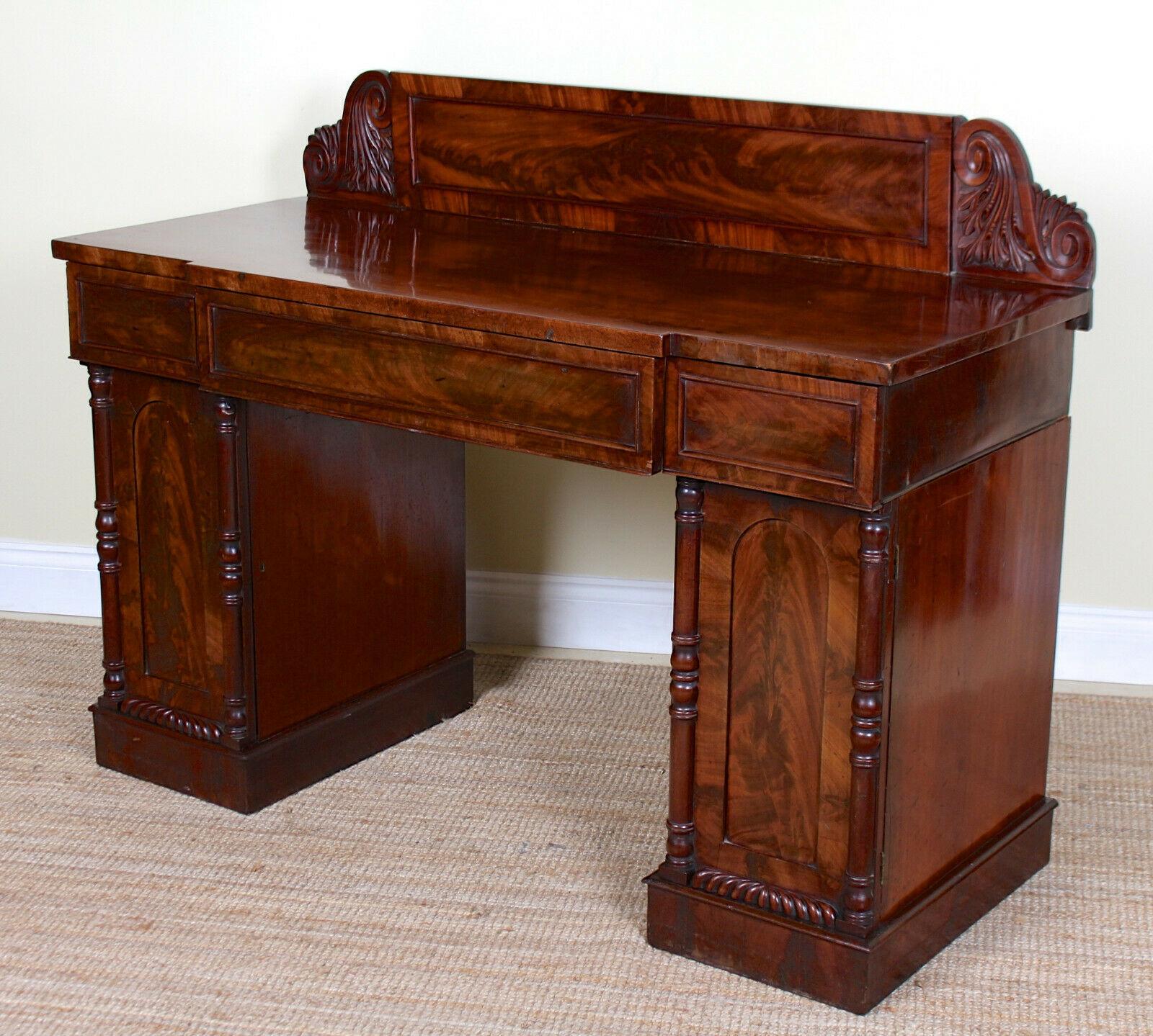 English Regency Mahogany Sideboard Early 19th Century Twin Pedestal Credenza For Sale 1