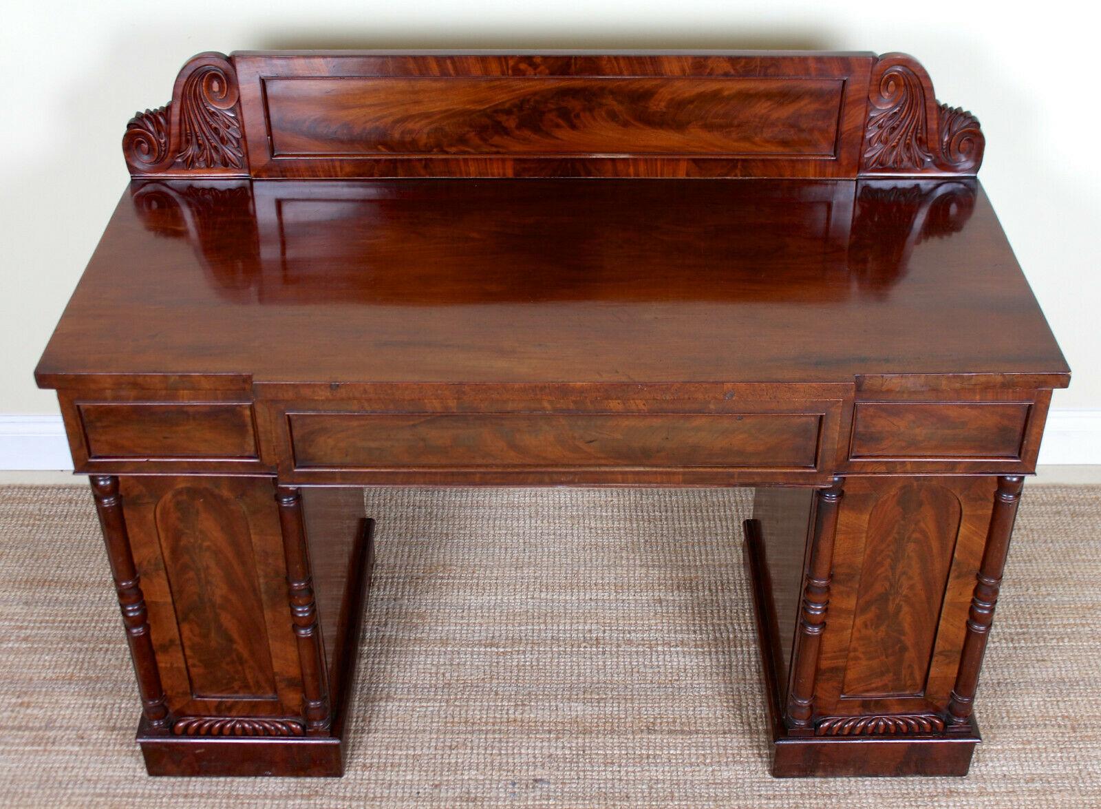 English Regency Mahogany Sideboard Early 19th Century Twin Pedestal Credenza For Sale 2
