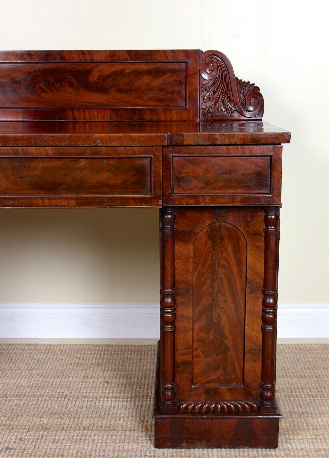 English Regency Mahogany Sideboard Early 19th Century Twin Pedestal Credenza For Sale 3