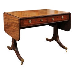 Antique English Regency Mahogany Sofa Table, Early 19th Century