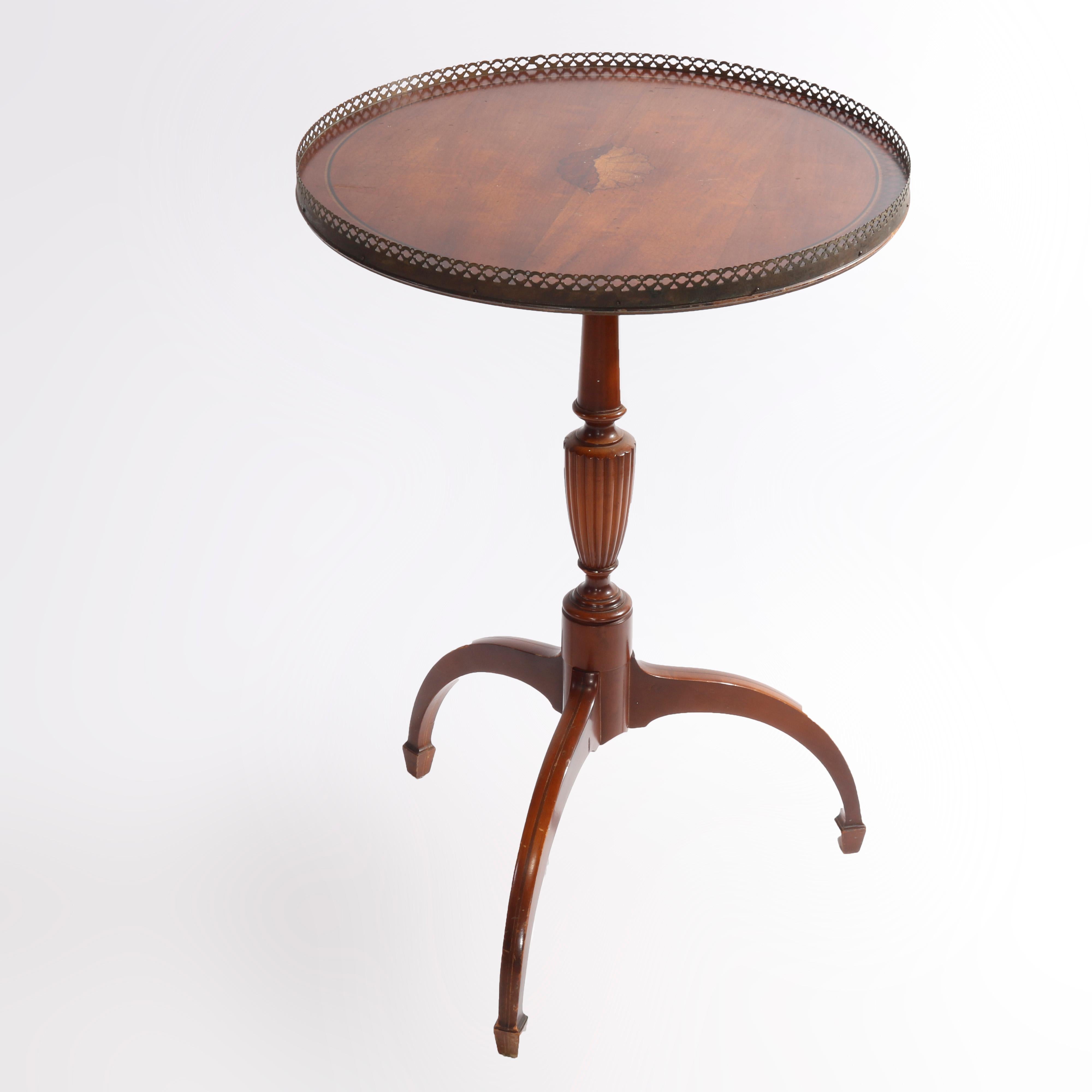 Carved English Regency Mahogany Spider Leg Parlor Table with Inlay Shell Center, c1930 For Sale