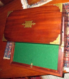 English Regency Mahogany Travelling Lap Desk Box with Secret Compartment