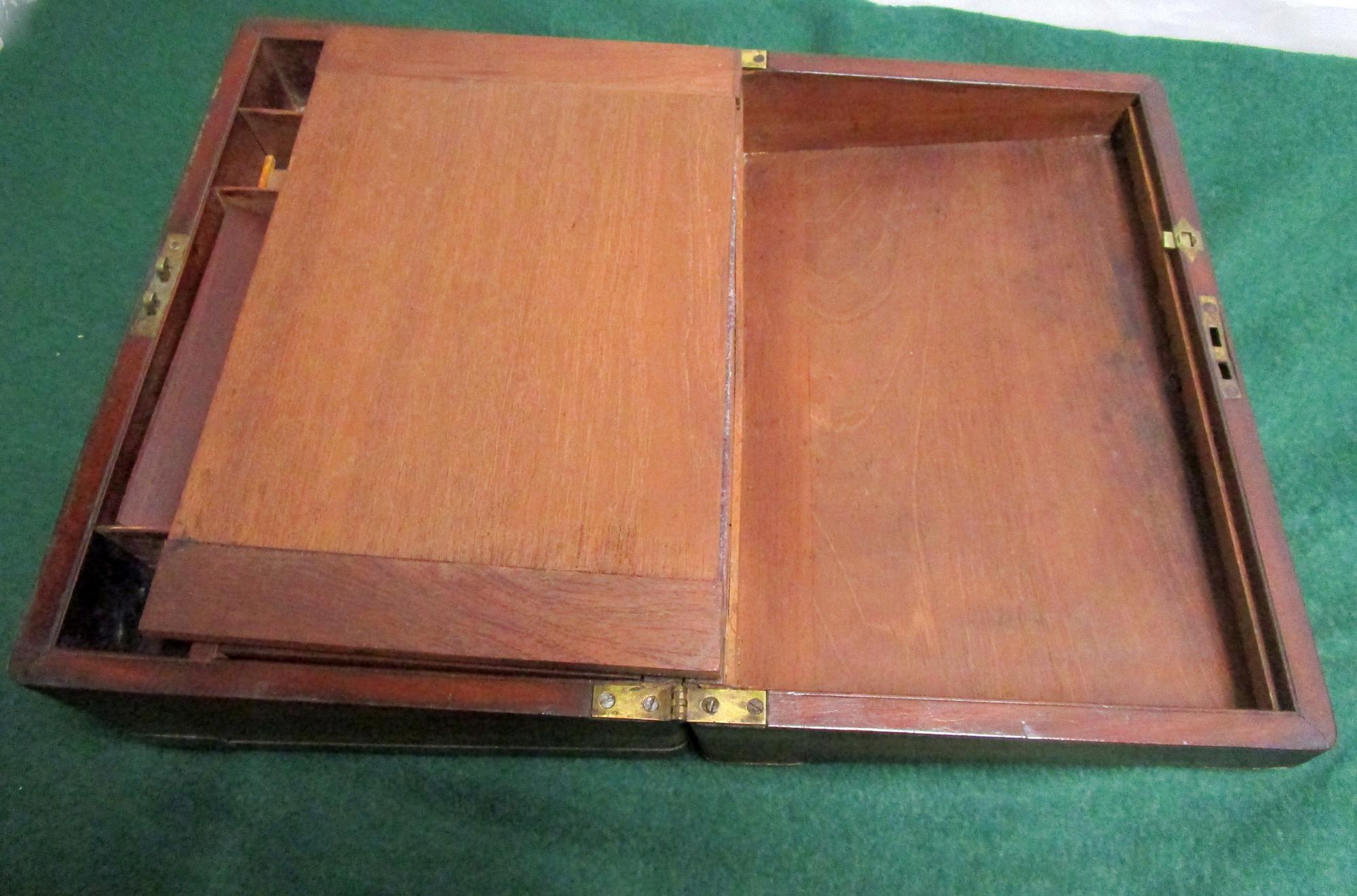 English Regency Mahogany Travelling Lap Desk with Secret Compartment, on Stand For Sale 8
