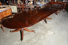 English Regency Mahogany Triple Pedestal Dining Table