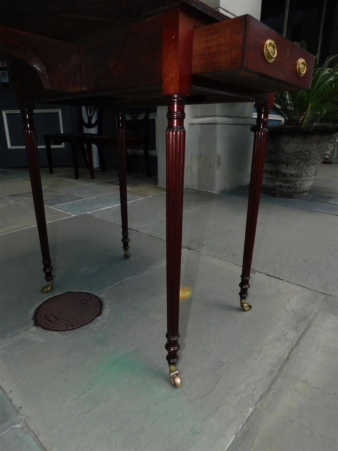 English Regency Mahogany Tulip Inlaid Pembroke Table with Reeded Legs, C. 1800 7