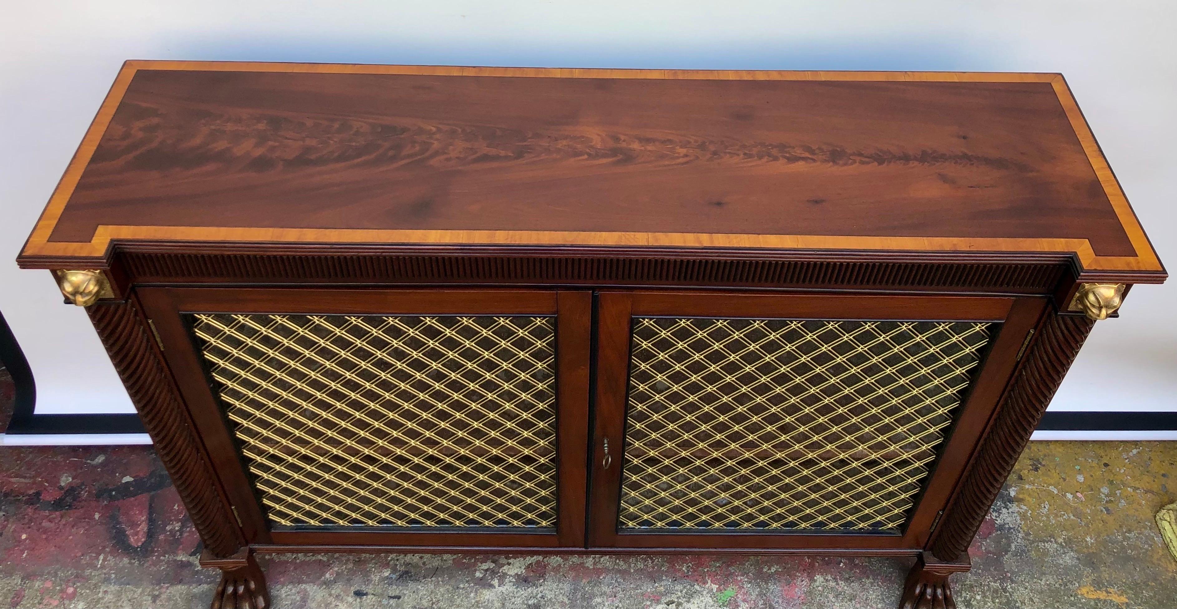 Inlay English Regency Mahogany Two Door Credenza / Side Cabinet, Early 19th Century For Sale