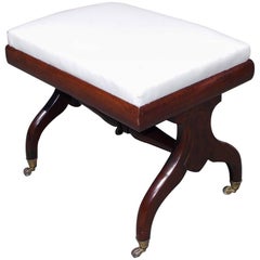 English Regency Mahogany Upholstered Stool on Brass Casters, Circa 1815
