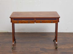 English Regency Mahogany Writing Desk with Pierced Sides and Casters