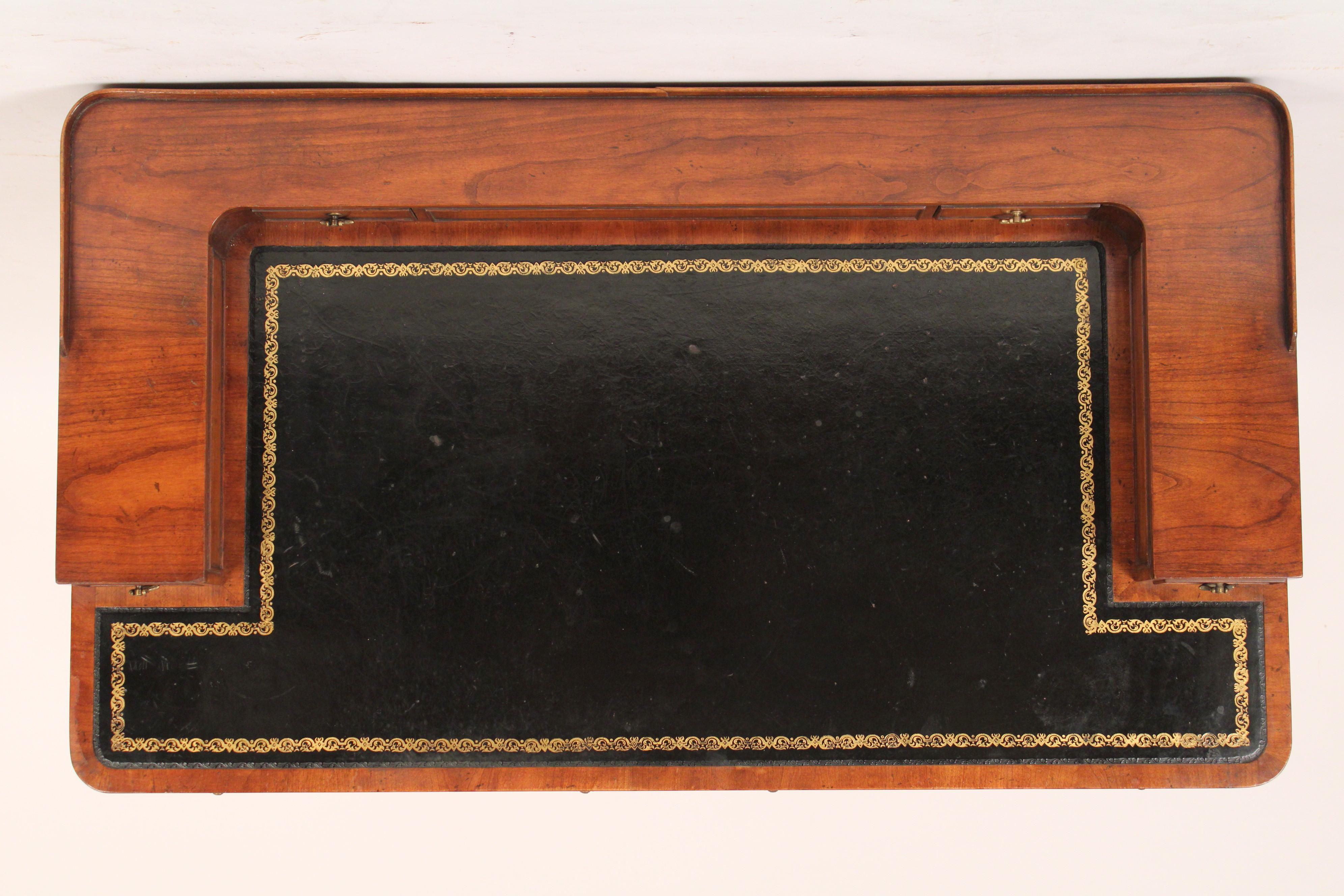 Brass English Regency Mahogany Writing Table Made by Baker Furniture Company