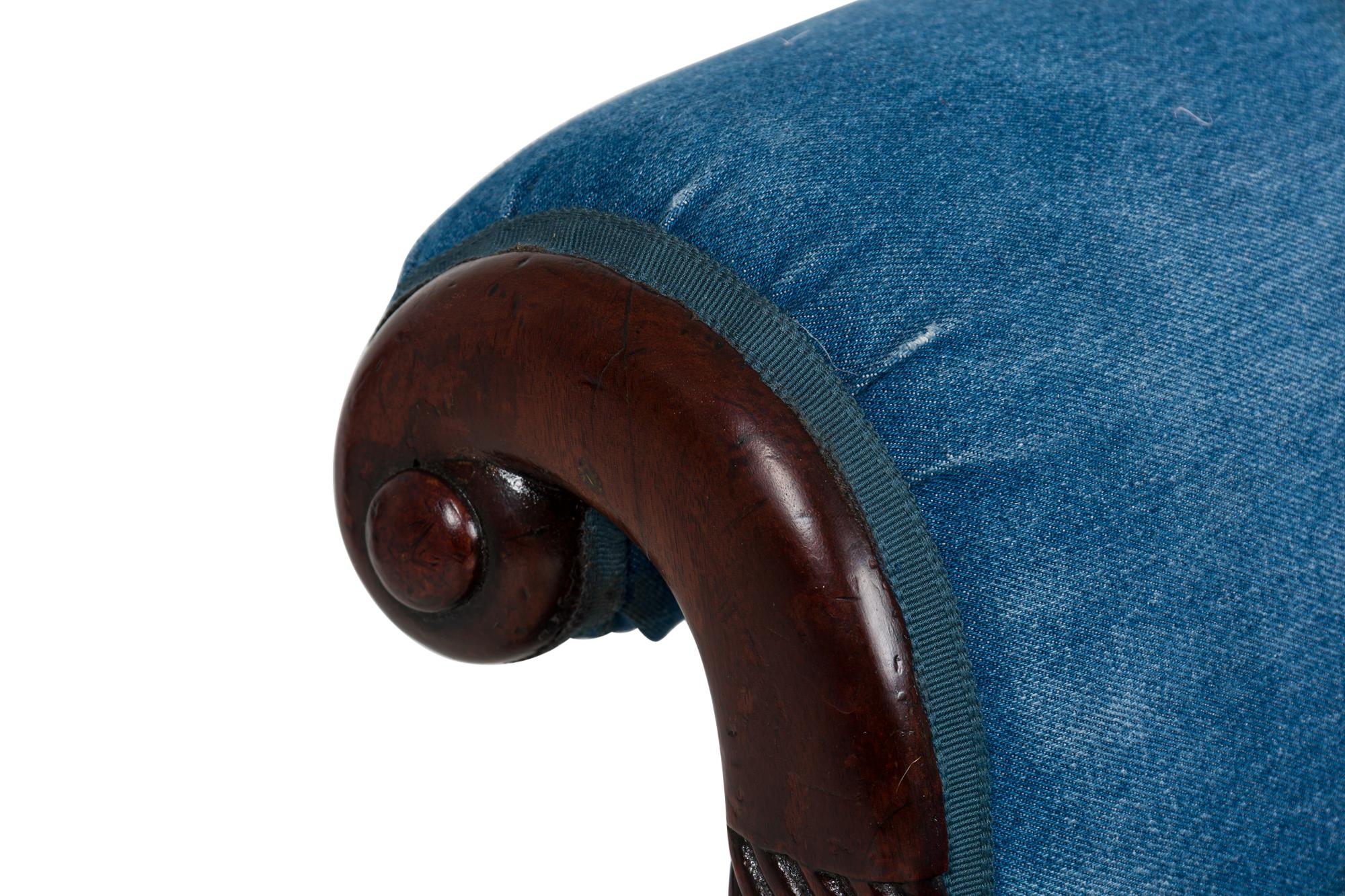 English Regency Dark Blue Denim Récamier For Sale 5